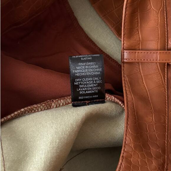 New WAYF Roberta Croc Embossed Midi Skirt in Brown Faux Leather Size L - Picture 9 of 13